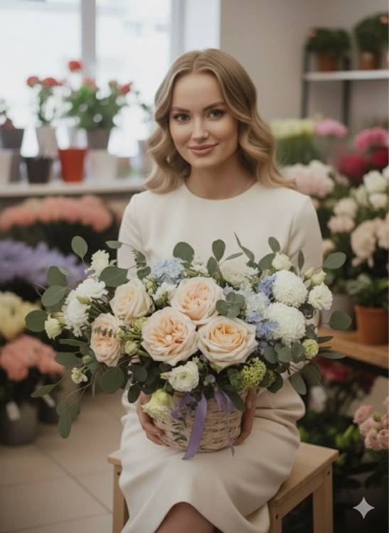 Букет с нарциссами "Лукошко"