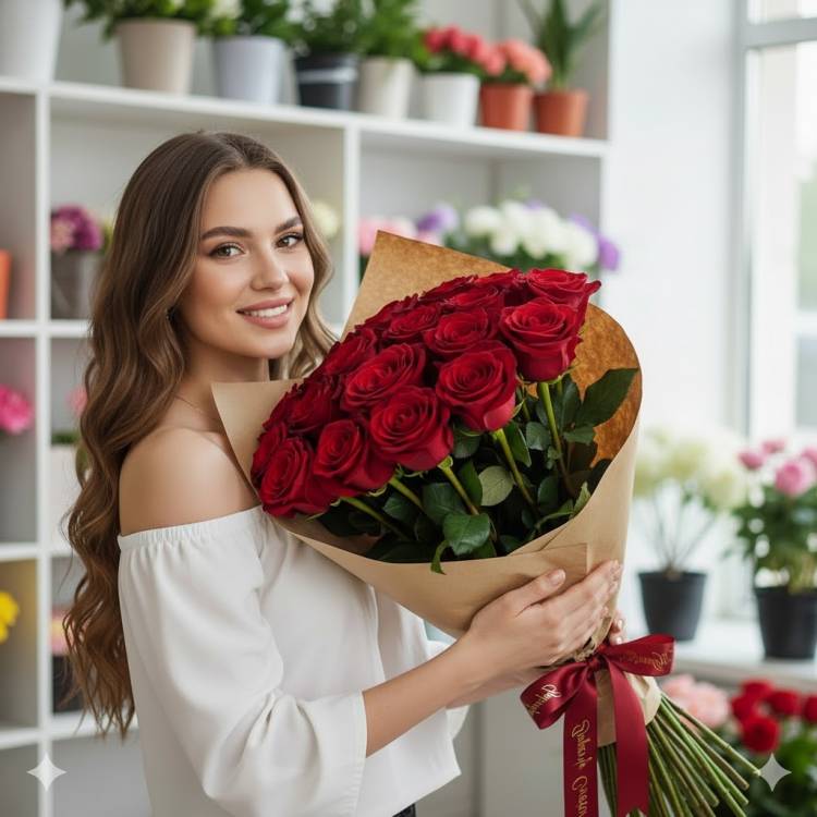 9 роз под ленту