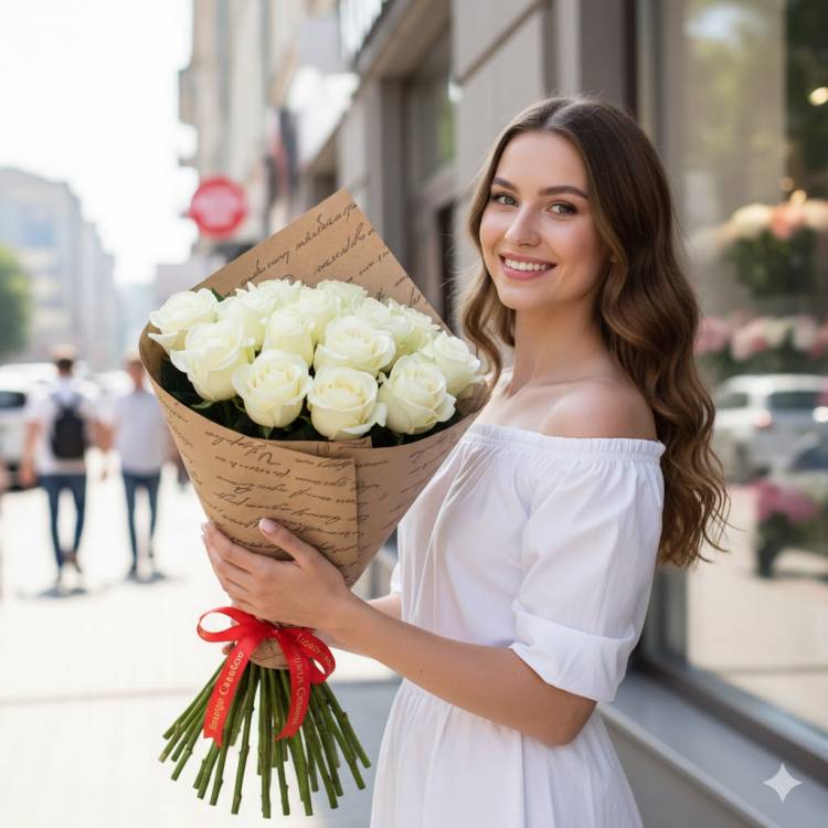 Букет из 9 белых роз