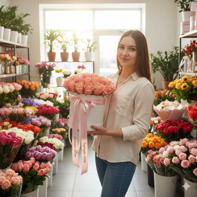 Букет из 25 Роз в шляпной коробке