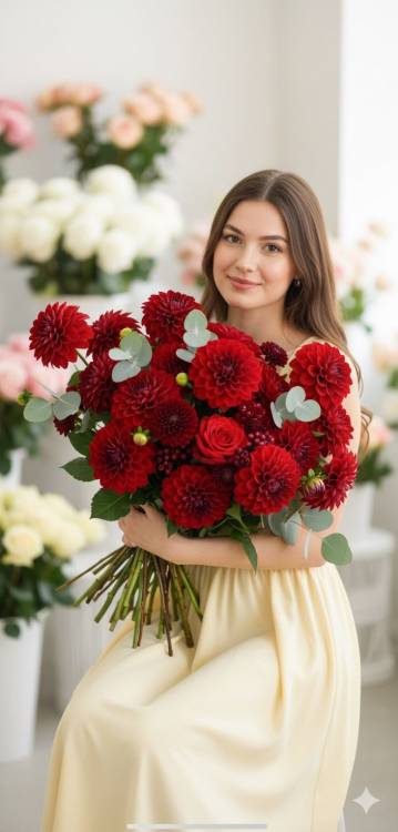 Букет с георгинами "Восторг"