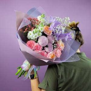 Букет с гладиолусами "Настроение"