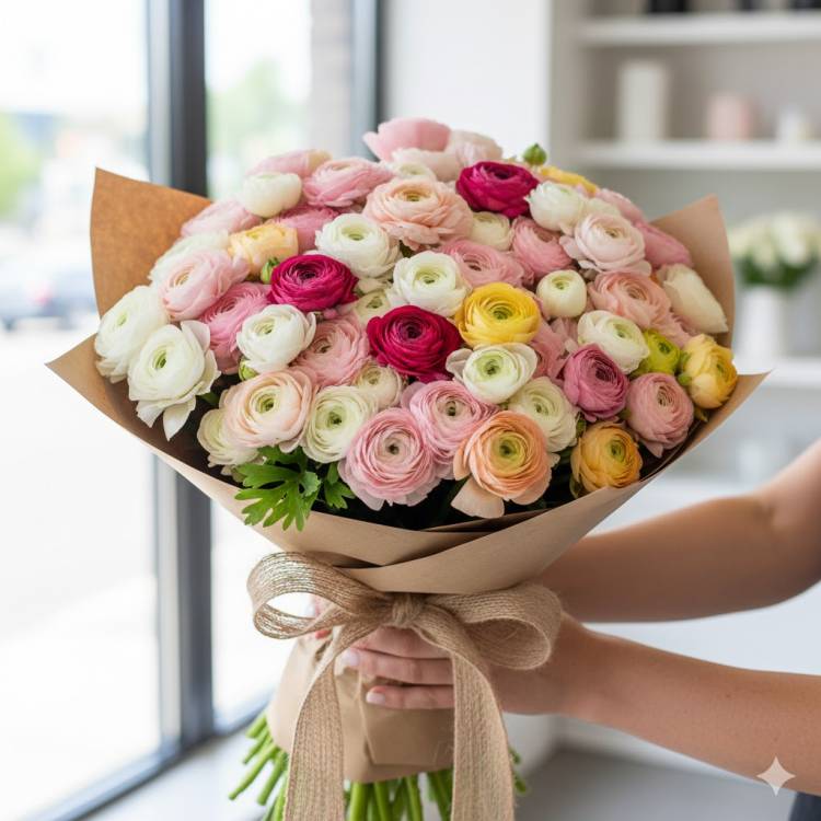 Букет из ранункулюсов "Рассветная нежность"