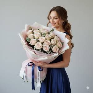  Розы Mondial (кремово-белая) 25шт