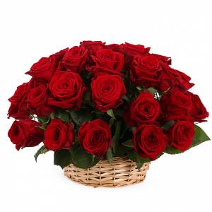 35 красных роз в корзине