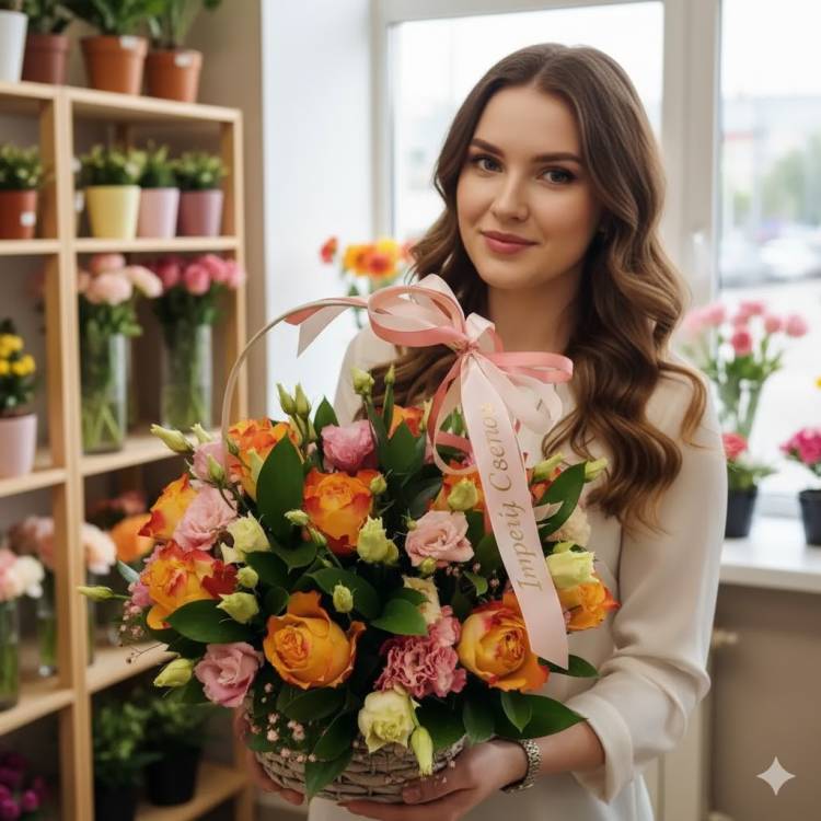 Корзина с розами кения Корзина с розами кения