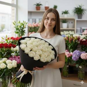 Букет 25 роз 60 см