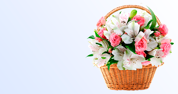 Букеты цветов в корзинке
